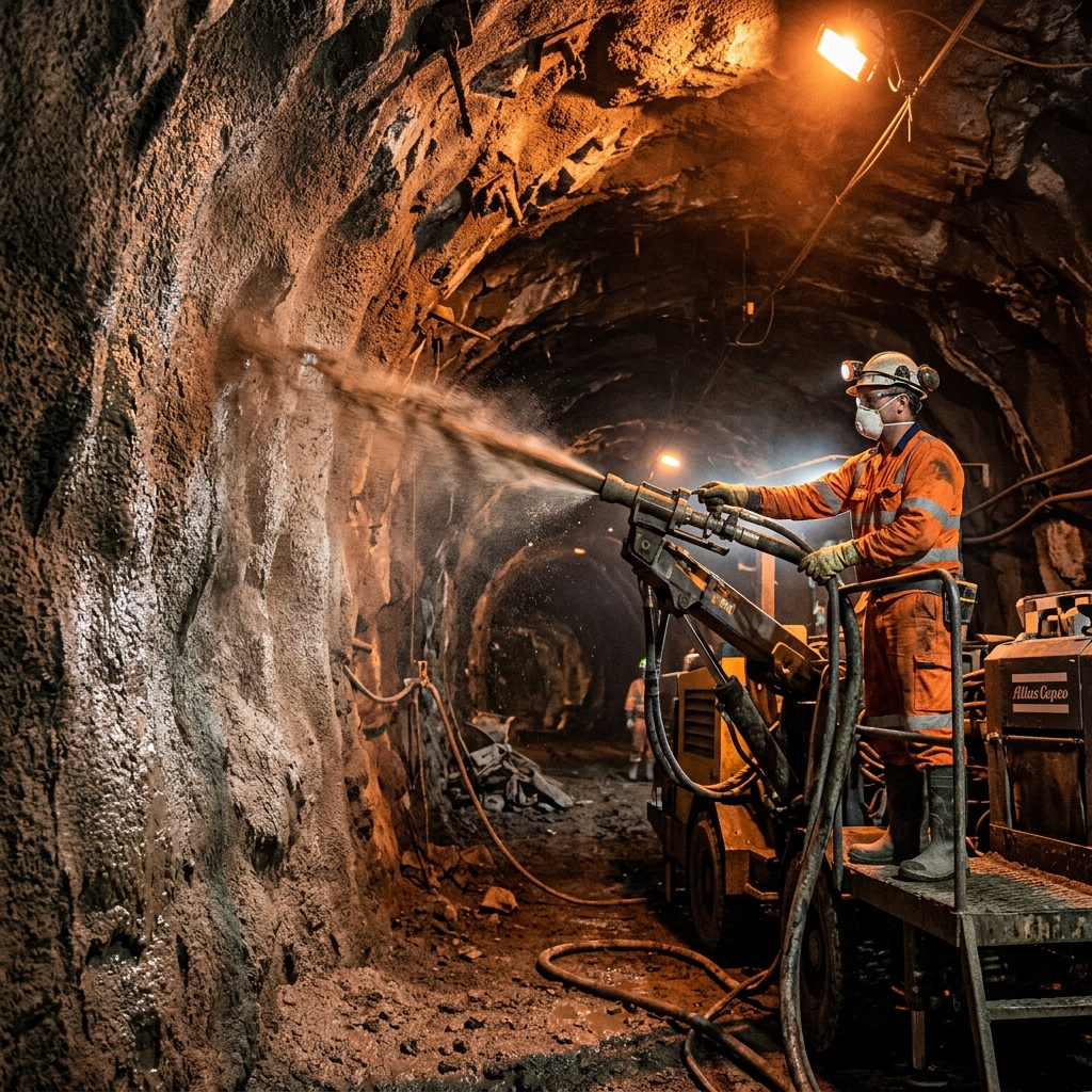 Shotcrete en túneles de minería Chile